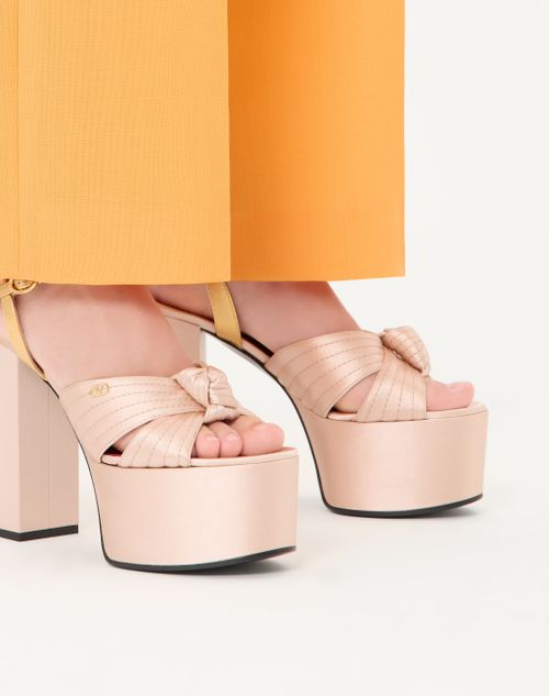 Valentino Garavani - Sandal With Crasher Platform In Satin 125mm - Skin/crystal - Woman - Sandals